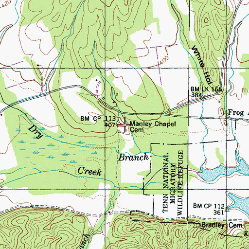 Topographic Map of Manley Chapel Cemetery, TN