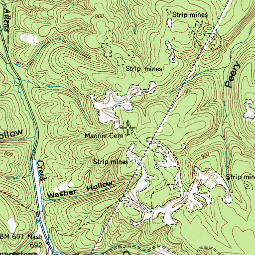 Topographic Map of Mannie Cemetery, TN