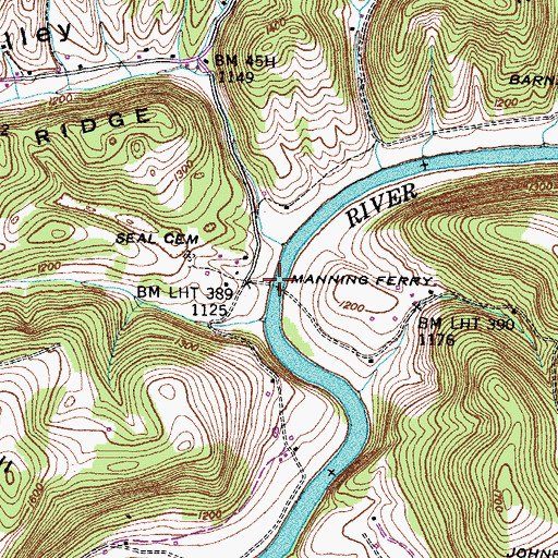 Topographic Map of Manning Ferry, TN