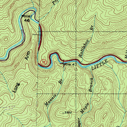 Topographic Map of Mannis Branch, TN