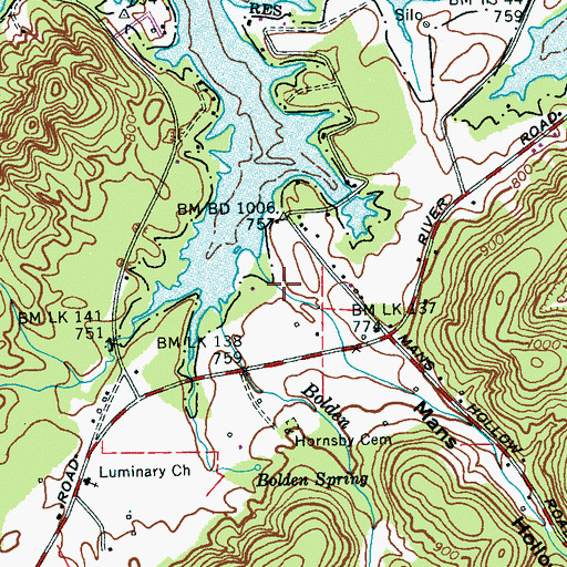 Topographic Map of Mans Hollow, TN