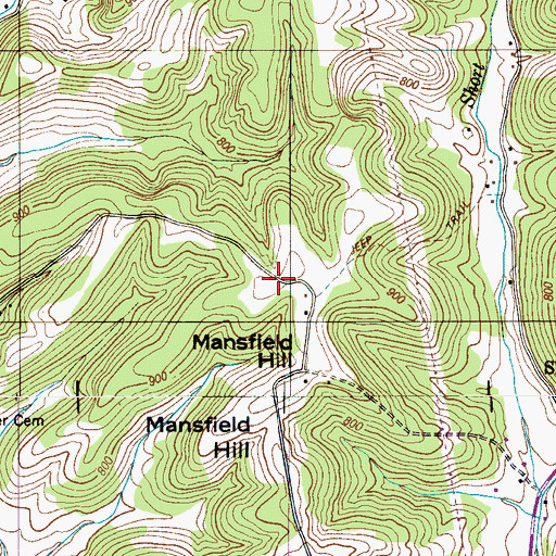 Topographic Map of Mansfield Hill, TN
