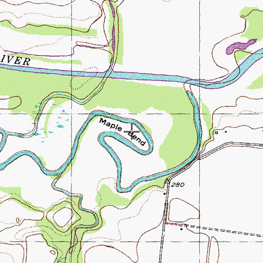 Topographic Map of Maple Bend, TN
