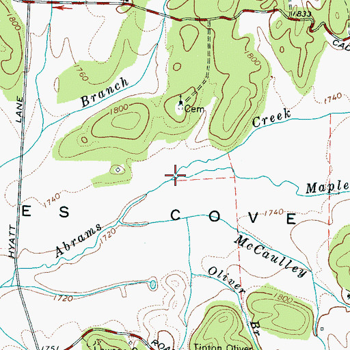 Topographic Map of Maple Branch, TN