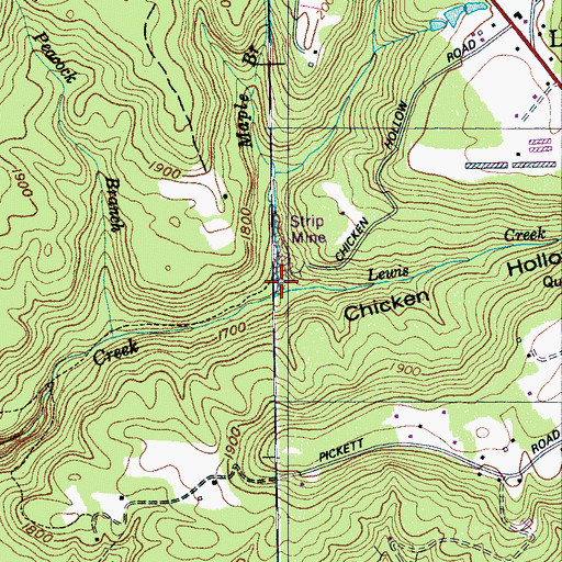 Topographic Map of Maple Branch, TN