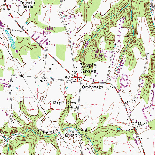 Topographic Map of Maple Grove, TN