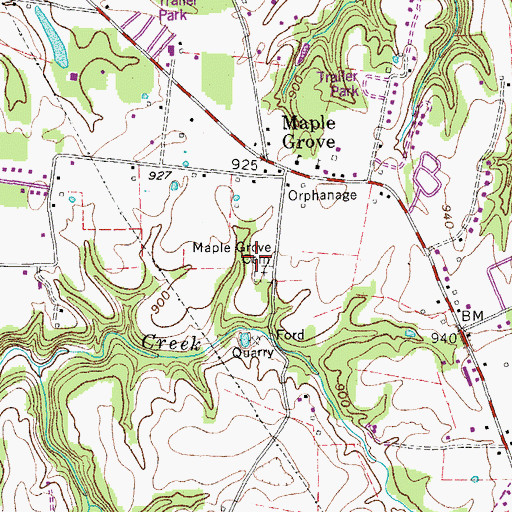 Topographic Map of Maple Grove Cemetery, TN