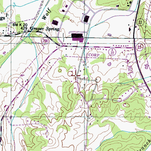 Topographic Map of Maple Grove School, TN