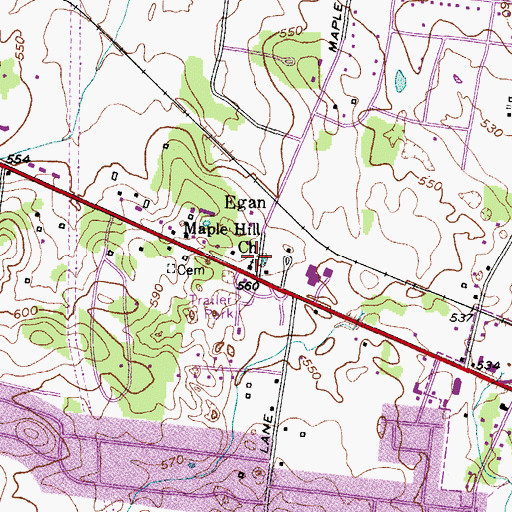 Topographic Map of Maple Hill Church, TN