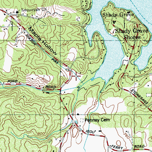 Topographic Map of Maple Hollow, TN