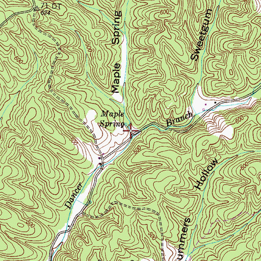 Topographic Map of Maple Spring Hollow, TN