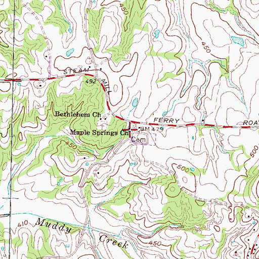 Topographic Map of Maple Springs Church, TN