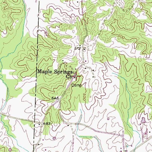 Topographic Map of Maple Springs Church, TN