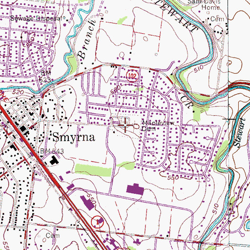 Topographic Map of Mapleview Cemetery, TN