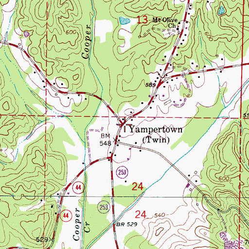 Topographic Map of Yampertown, AL