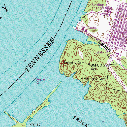 Topographic Map of Marberry Cemetery, TN