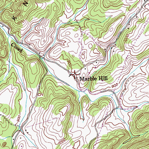 Topographic Map of Marble Hill, TN