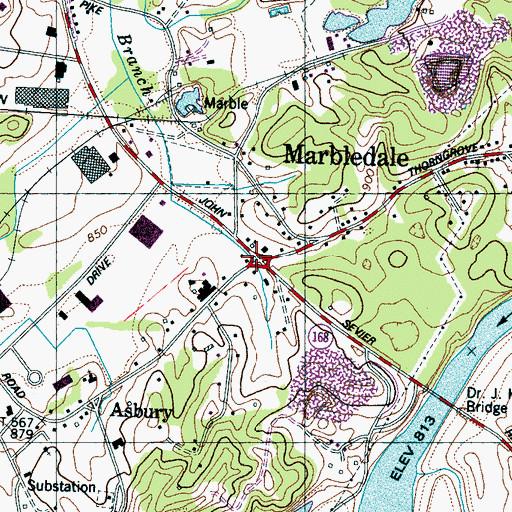 Topographic Map of Marbledale, TN
