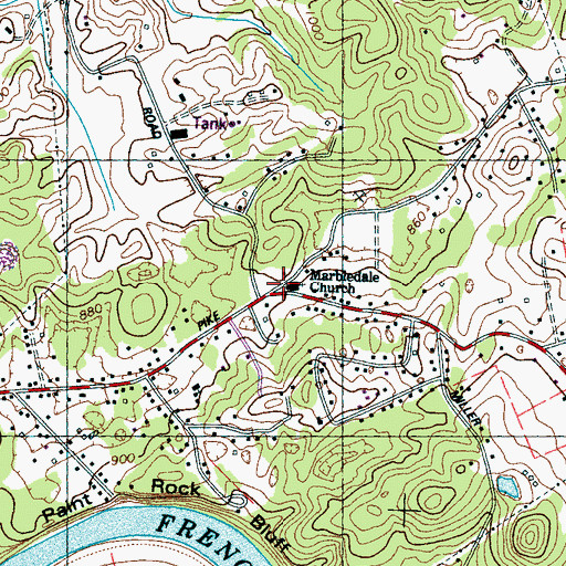 Topographic Map of Marbledale Church, TN