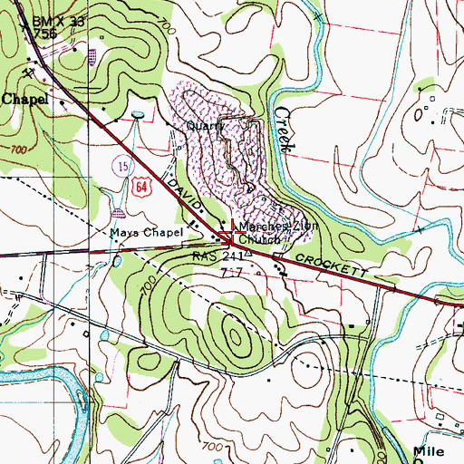 Topographic Map of Marches Zion Church, TN
