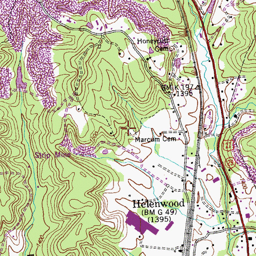 Topographic Map of Marcum Cemetery, TN