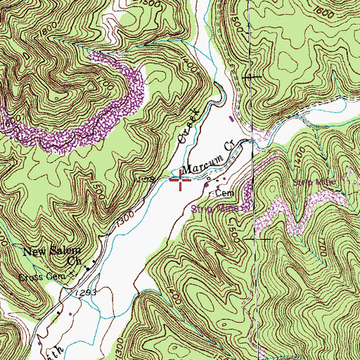 Topographic Map of Marcum Creek, TN