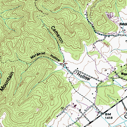 Topographic Map of Margaret Hollow, TN