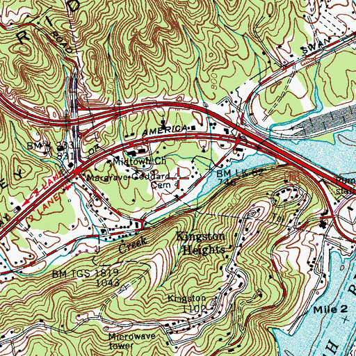 Topographic Map of Margrave Goddard Cemetery, TN