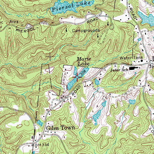 Topographic Map of Marie Lake, TN