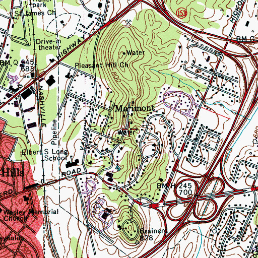 Topographic Map of Marimont, TN