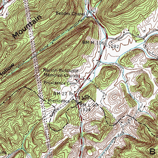 Topographic Map of Marion Robinette Memorial Church, TN