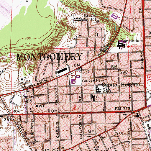Topographic Map of Yancey Park, AL