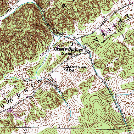 Topographic Map of Markham Cemetery, TN