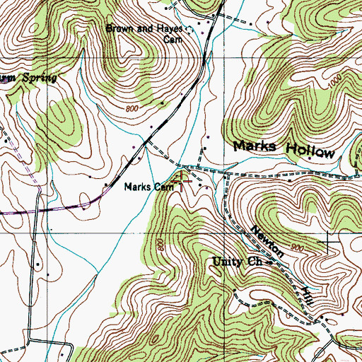 Topographic Map of Marks Cemetery, TN