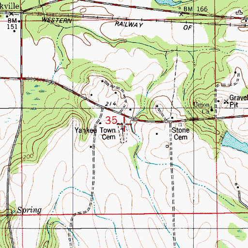 Topographic Map of Yankee Town Cemetery, AL