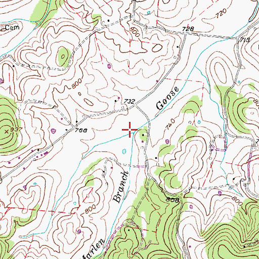 Topographic Map of Marlen Branch, TN