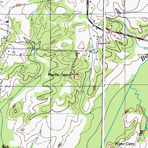Topographic Map of Marlin Cemetery, TN