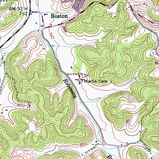 Topographic Map of Marlin Cemetery, TN