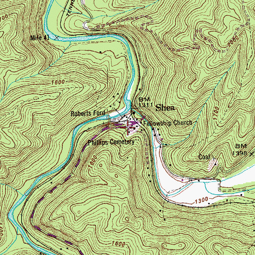 Topographic Map of Marlow School, TN