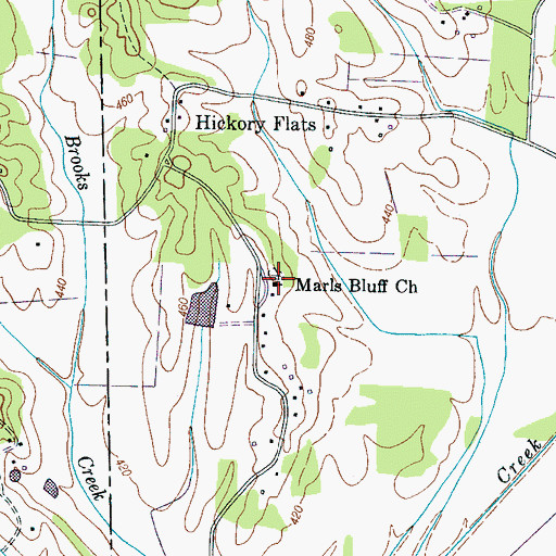 Topographic Map of Marls Bluff Church, TN