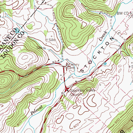 Topographic Map of Marney Cemetery, TN