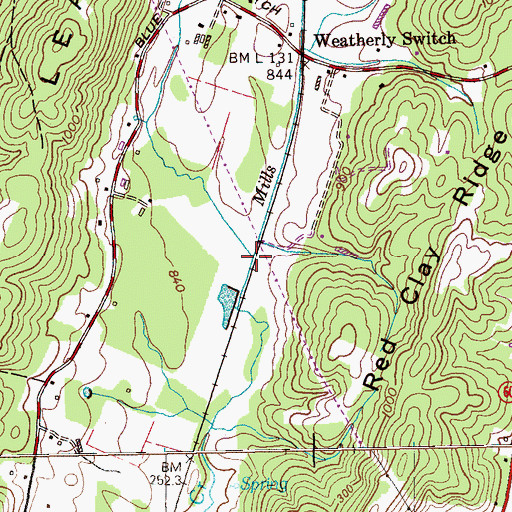 Topographic Map of Maroon Branch, TN