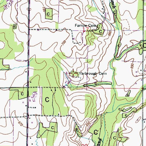 Topographic Map of Yarbrough Cemetery, AL