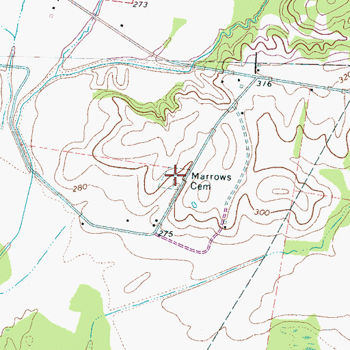 Topographic Map of Marrows Cemetery, TN