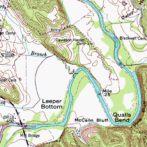 Topographic Map of Marrs Branch, TN