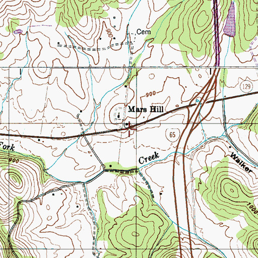Topographic Map of Mars Hill, TN