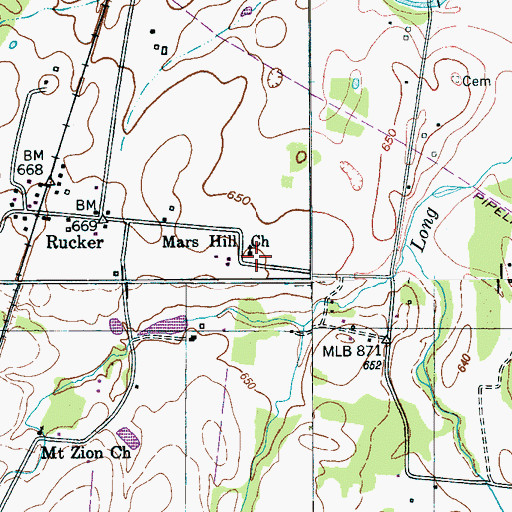 Topographic Map of Mars Hill Church, TN