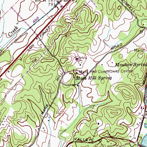 Topographic Map of Mars Hill Spring, TN