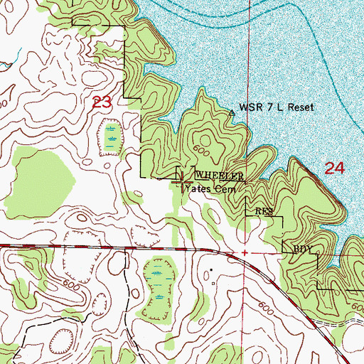 Topographic Map of Yates Cemetery, AL