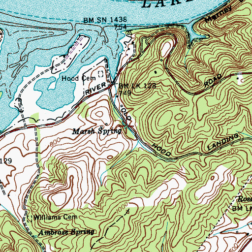 Topographic Map of Marsh Spring, TN